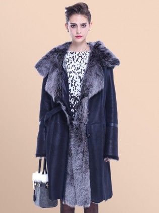 Áo khoác da thật oversize hàng xuất lót lông chồn cao cấp bên trong TA423