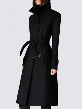 Áo khoác dạ váy màu đen cổ cao 2 khuy cao cấp TA436