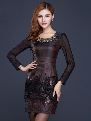 Đầm liền cao cấp chân váy kết cườm hoa đẹp TV584