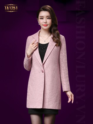 Áo khoác dạ hoa ren trơn cổ vest cao cấp TA1251 (Màu hồng)